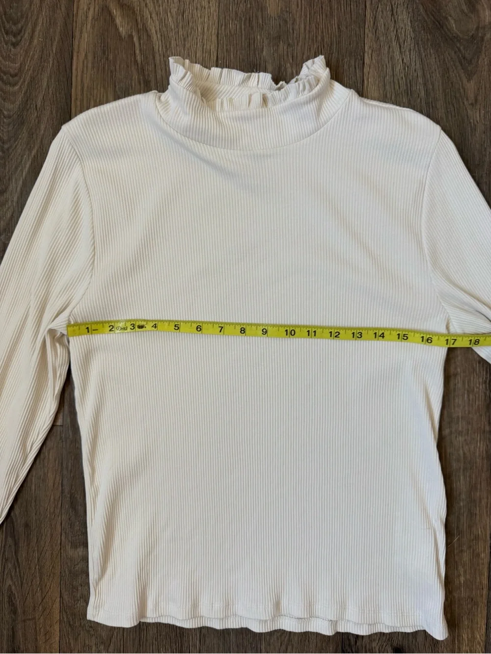 J. Crew Vintage Cream Ruffle Mock Neck Ribbed Long-Sleeve Top Women’s XL